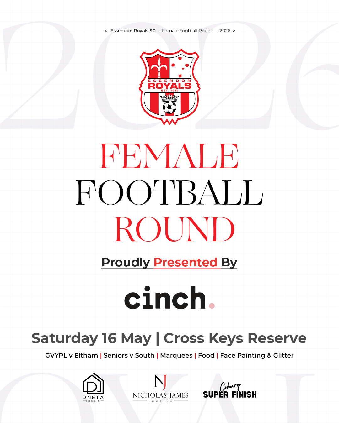 Female Football Round - Saturday 16 May